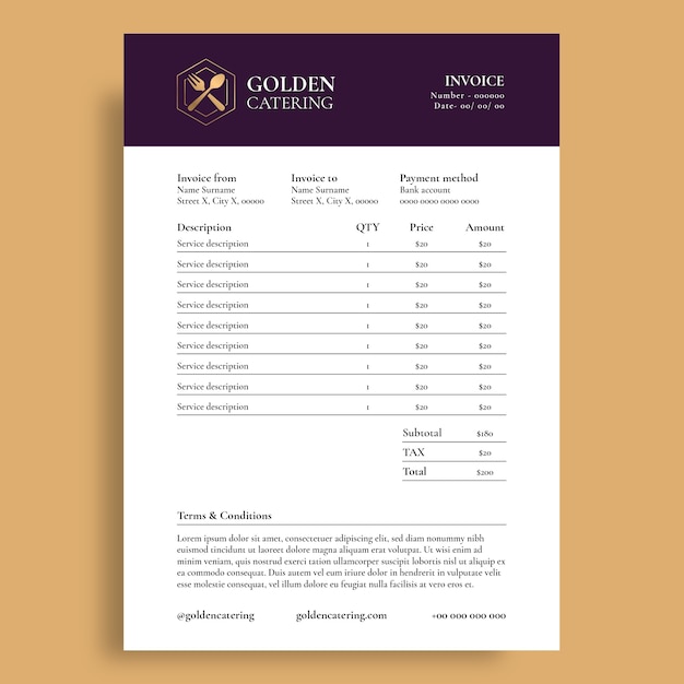 Free vector flat invoice template