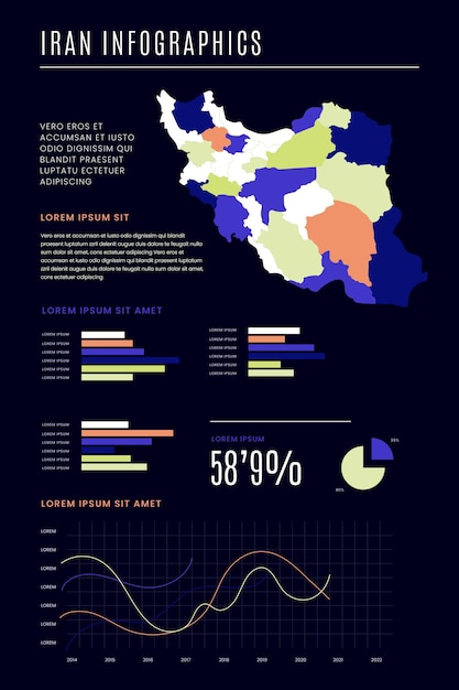 Flat iran map infographics