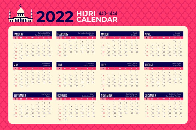 Flat islamic calendar template