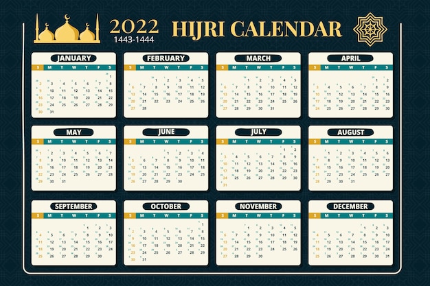 Flat islamic calendar template
