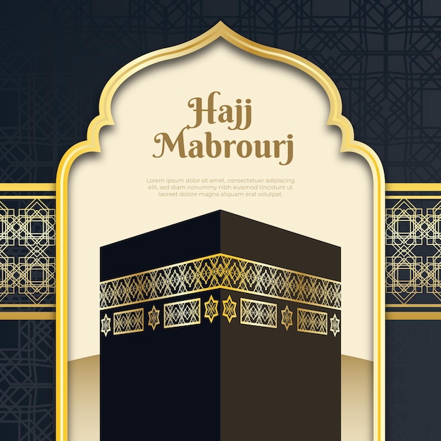 Flat islamic hajj pilgrimage illustration