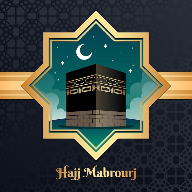 Flat islamic hajj pilgrimage illustration