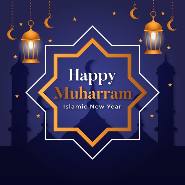 Flat islamic new year concept