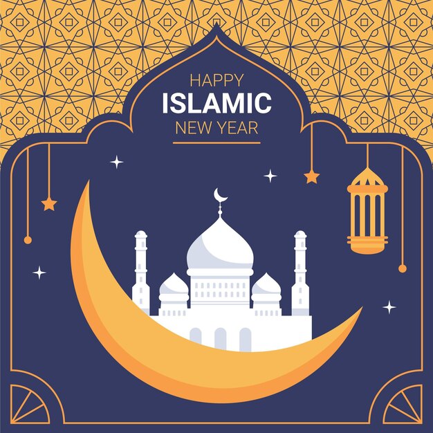 Flat islamic new year illustration