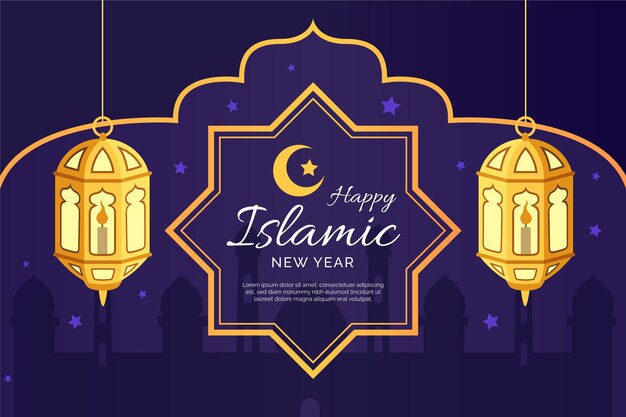 Flat islamic new year illustration