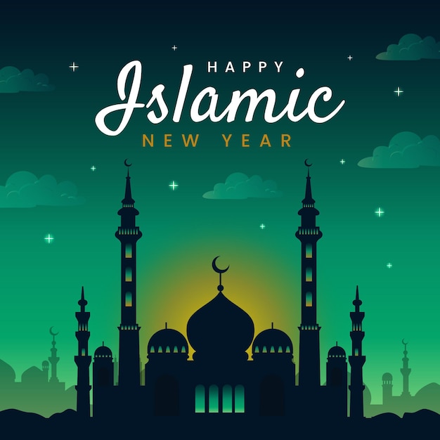 Плоская исламская новогодняя иллюстрация