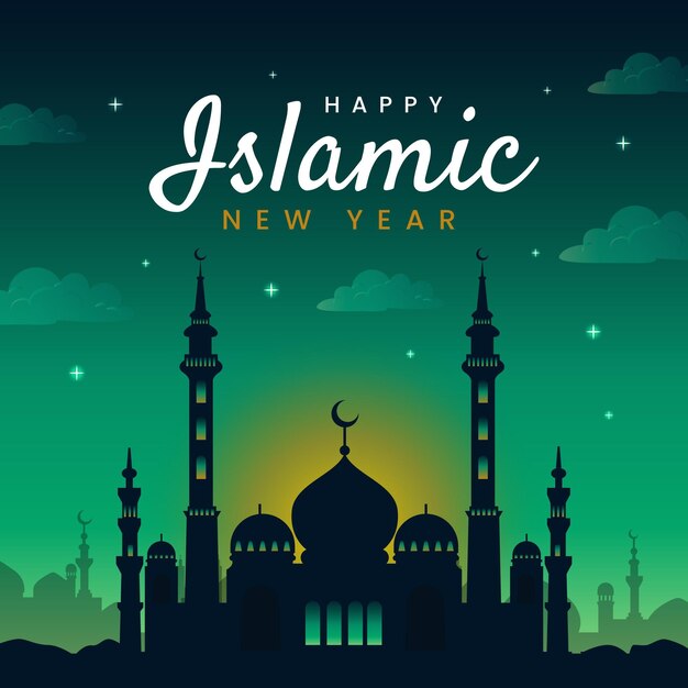 Flat islamic new year illustration