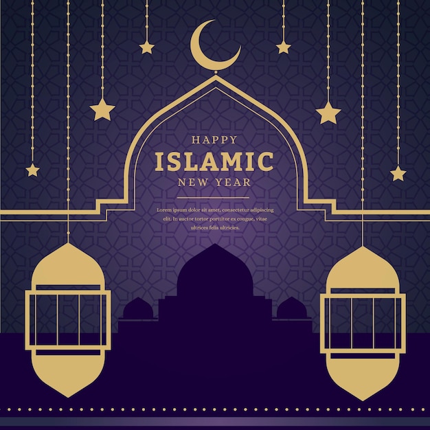 Free vector flat islamic new year illustration