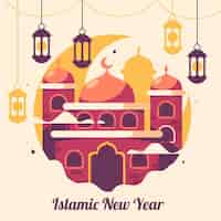 Free vector flat islamic new year illustration