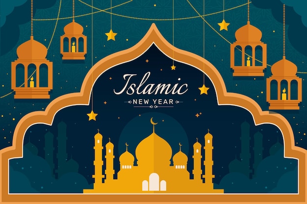 Flat islamic new year illustration