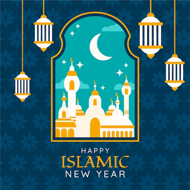 Free vector flat islamic new year illustration