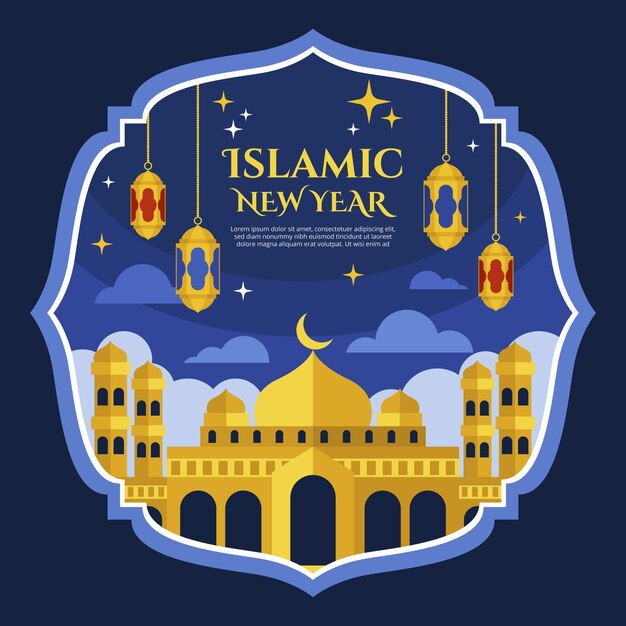 Flat islamic new year illustration