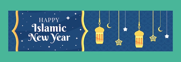 Flat islamic new year twitch banner