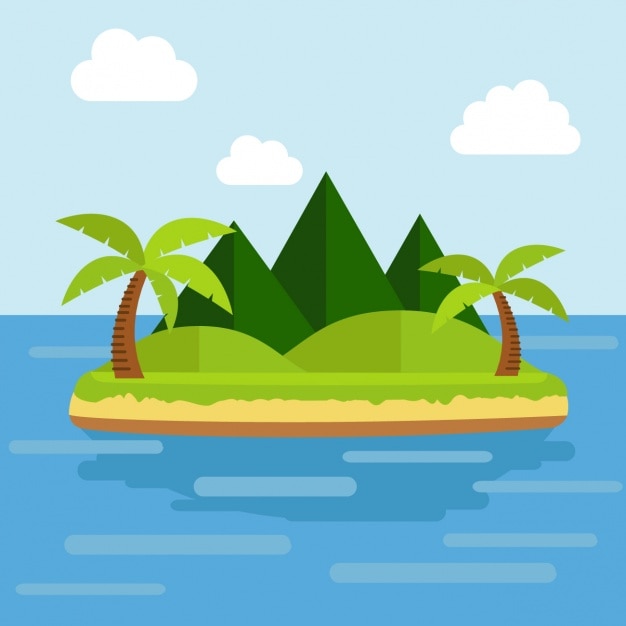 Бесплатное векторное изображение Плоский дизайн острова фон