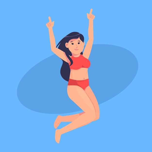 Free vector flat isolated girl in bikini set