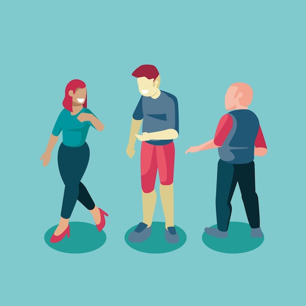 Free vector flat isometric people collection