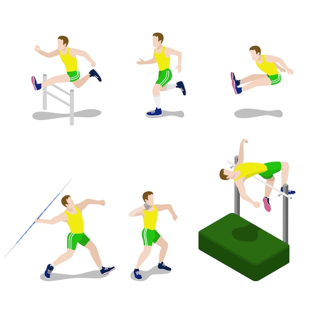 Concetto di sport maschile sportivo in stile isometrico piatto