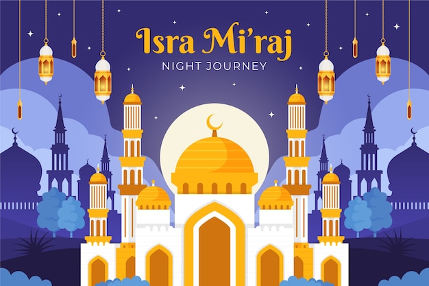 Free vector flat isra miraj background