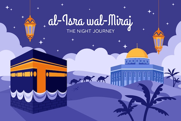 Free vector flat isra miraj background