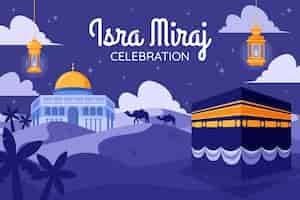 Free vector flat isra miraj background