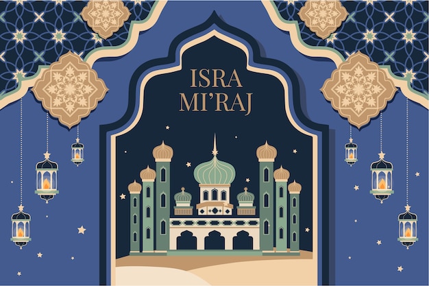 Free vector flat isra miraj background