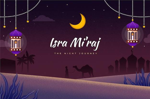 Free vector flat isra miraj background