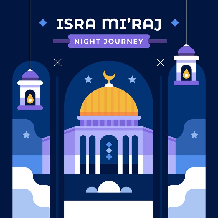 免費 Vector flat isra miraj 的插圖