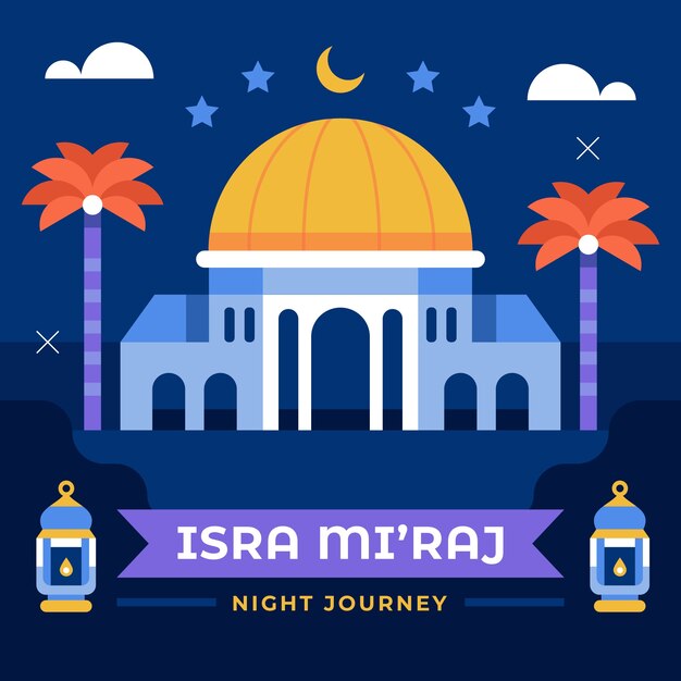 Free vector flat isra miraj illustration