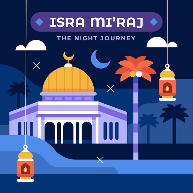 Flat isra miraj illustration