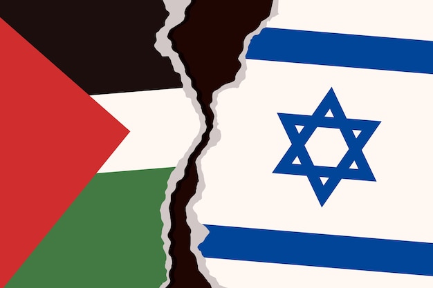 Flat israel palestine war flag illustration