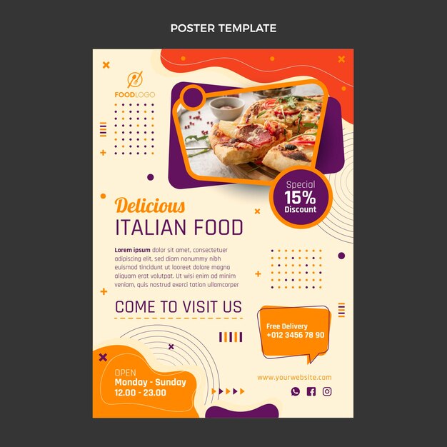 Free vector flat italian food vertical poster template