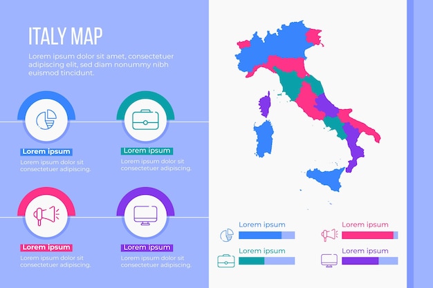 플랫 이탈리아지도 infographic