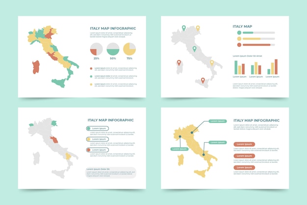 Flat italy map infographic