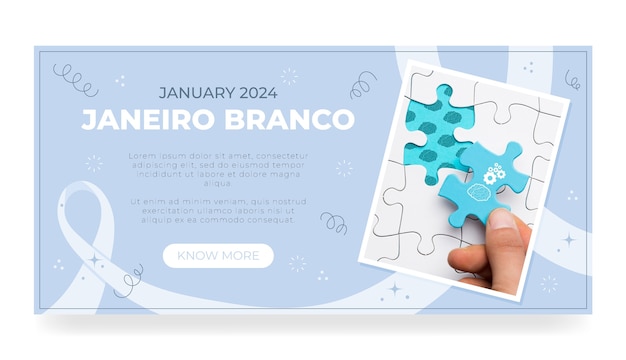 Flat janeiro branco horizontal banner template