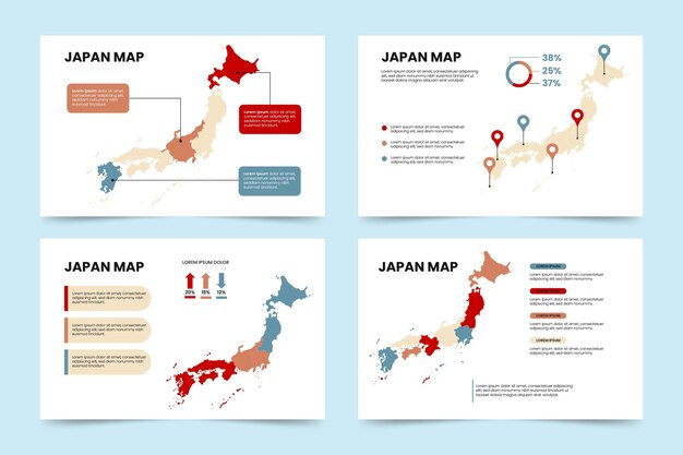 Flat japan map infographic