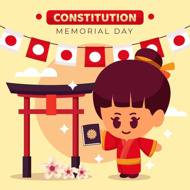 Flat japanese constitution memorial day illustration