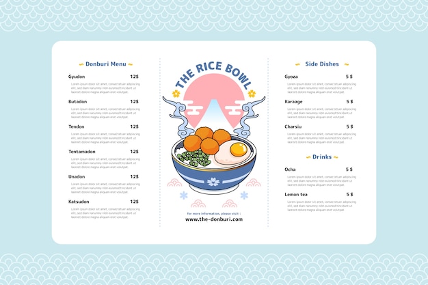 Free vector flat japanese menu template