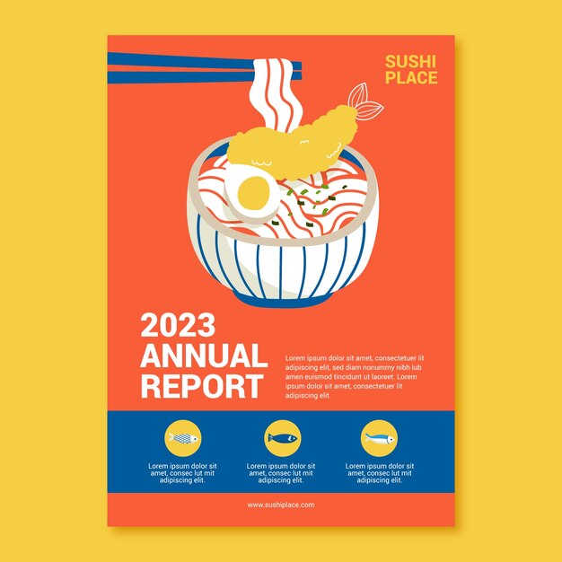 flat japanese restaurant annual report template