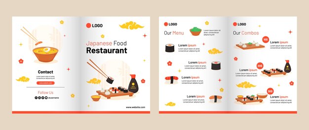 Шаблон брошюры плоского японского ресторана