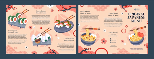 Flat japanese restaurant business brochure template