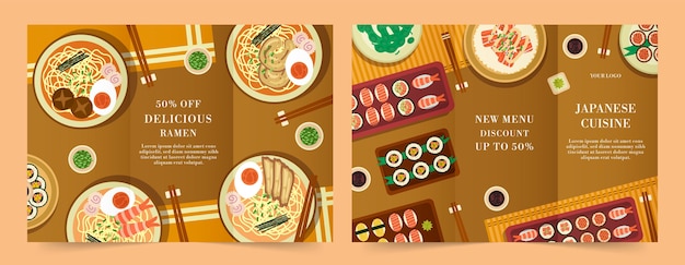 Flat japanese restaurant business brochure template