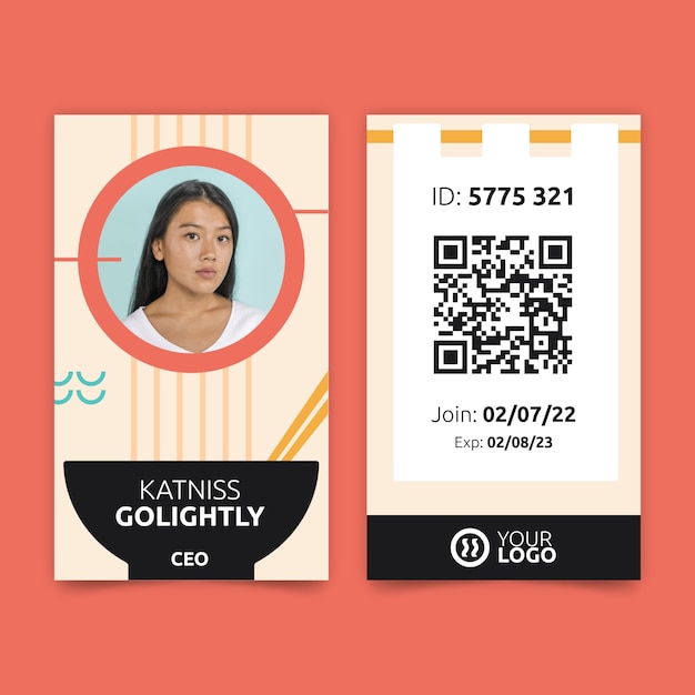 Flat japanese restaurant id card template with traditional food