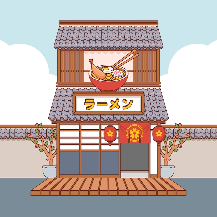 Free Vector flat japanese restaurant illustration