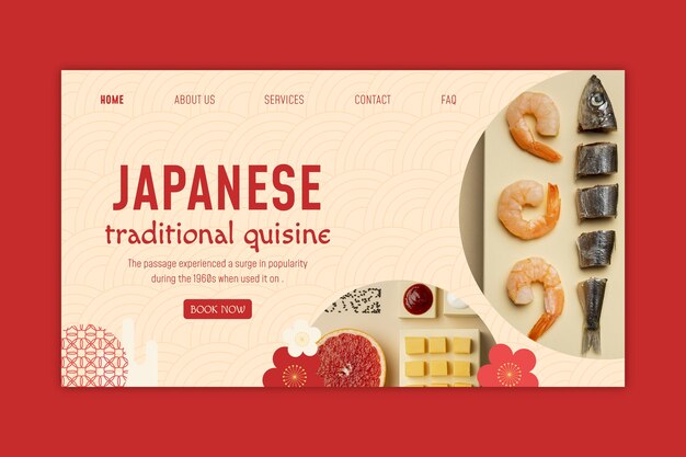 Flat japanese restaurant landing page template