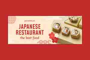 Free vector flat japanese restaurant social media cover template