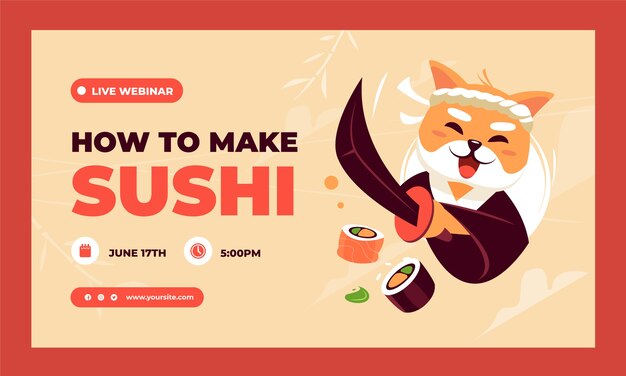 Flat japanese restaurant webinar template