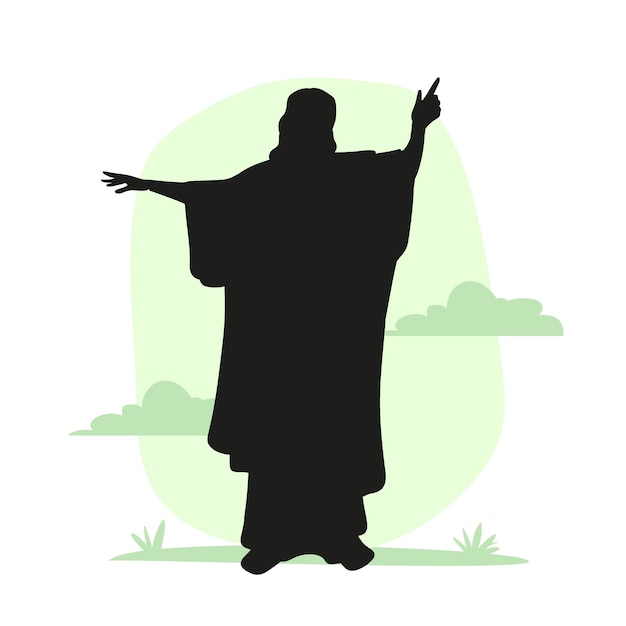 Бесплатное векторное изображение Плоский силуэт иисуса