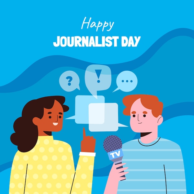 Free vector flat journalist day illustration with journalists at work