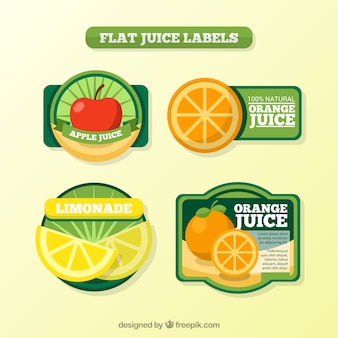 Flat juice labels set