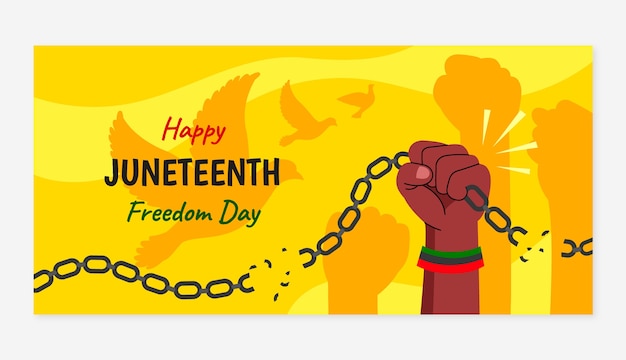 무료 벡터 평면 juneteenth 가로 배너 템플릿